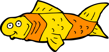 Bir insan tarafından çizilmiş komik bir balık.