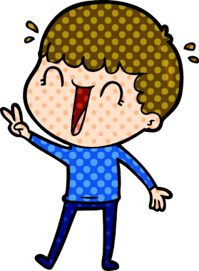 Bir insan tarafından çizilmiş gülen karikatür adam.