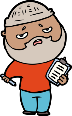 Bir insan tarafından çizilmiş sakallı endişeli bir adam.