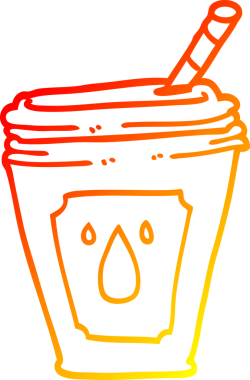 Bir insan tarafından çizilmiş karikatür meyve suyu bardağının sıcak çizgi çizimi