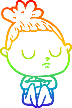 Gökkuşağı gradyan çizgi çizimi bir insan tarafından çizilmiş sakin bir kadın