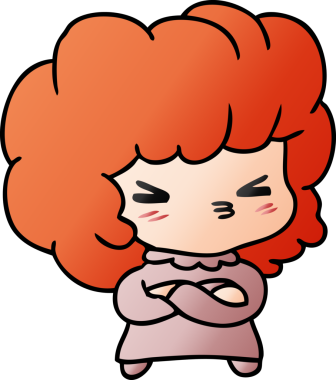 Bir insan tarafından çizilmiş kawai 'li tatlı bir kızın gradyan çizimi.