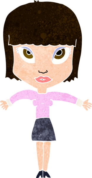 Bir insan tarafından çizilmiş omuz silken bir karikatür kadın.