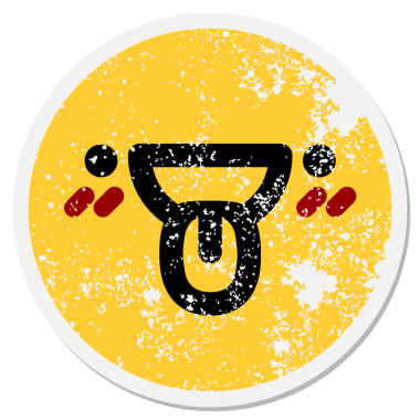 Bir insan tarafından çizilmiş dilden yapış yapış bir yüz.