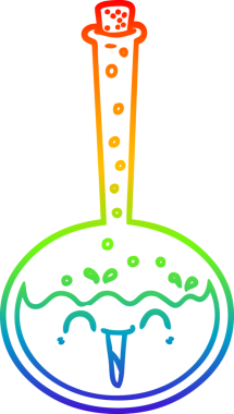 Bir insan tarafından çizilmiş bir kimyasal iksirin gökkuşağı gradyanı çizimi