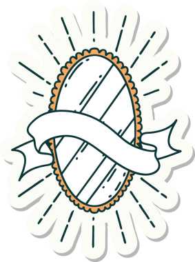 Bir insan tarafından çizilmiş dövme stili parlak ayna çıkartması.