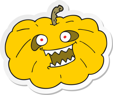 Bir insan tarafından çizilmiş cadılar bayramı balkabağı karikatürü çıkartması.