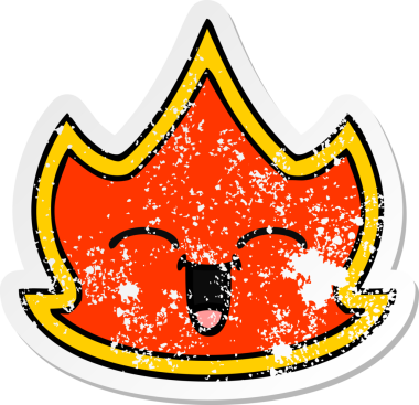 Bir insan tarafından çizilmiş şirin bir çizgi film yangınının sıkıntılı çıkartması.