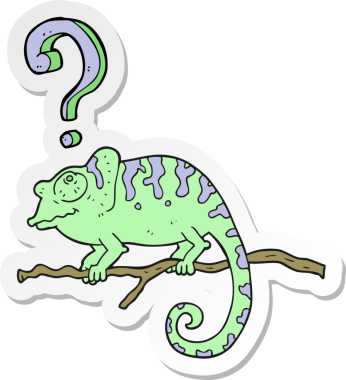 Bir insan tarafından çizilmiş garip bukalemunun çıkartması.