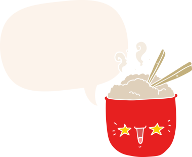 Bir insan tarafından çizilmiş, yüz ifadeli karikatür pirinç kasesi.