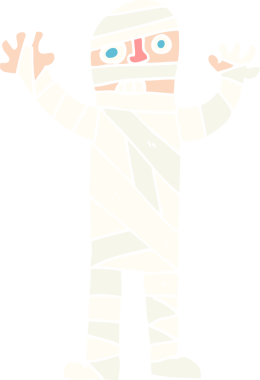 Bir insan tarafından çizilmiş sargılı mumyanın düz renk çizimi