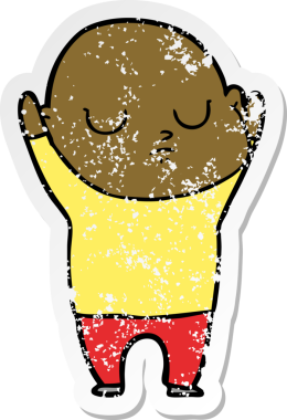 Bir insan tarafından çizilmiş kel bir adamın sıkıntılı çıkartması.