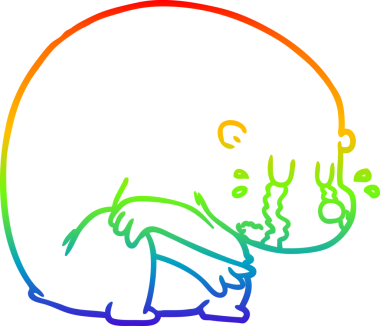 Bir insan tarafından çizilmiş ağlayan çizgi film ayısının çizimi.