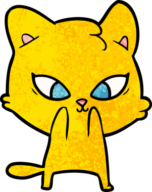 Bir insan tarafından çizilmiş sevimli çizgi film kedisi.