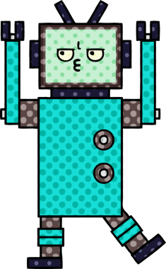 bir insan tarafından çizilmiş bir robotun çizgi roman tarzı