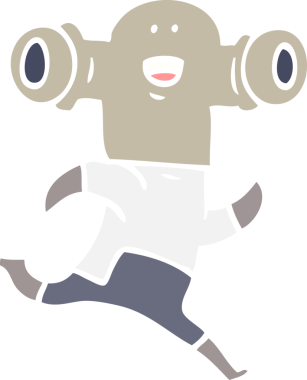 Bir insan tarafından çizilmiş düz renkli çizgi film uzaylısı.