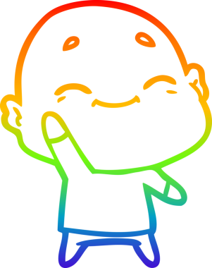 gökkuşağı gradyan çizimi mutlu bir çizgi kel adamın çizimi bir insan tarafından çizildi