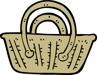 Bir insan tarafından çizilmiş karikatür sepeti.