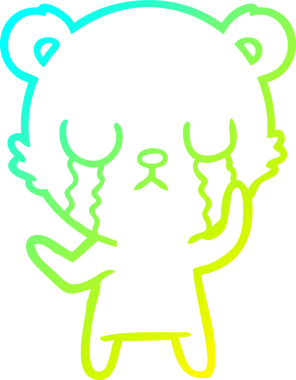 Bir insan tarafından çizilmiş ağlayan çizgi film ayısının soğuk gradyan çizgisi.