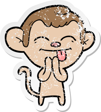 Bir insan tarafından çizilmiş komik bir maymunun sıkıntılı çıkartması.