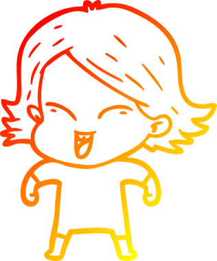 Bir insan tarafından çizilmiş mutlu bir çizgi film kızı çizimi