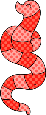 Bir insan tarafından çizilmiş tuhaf bir çizgi film solucanı.