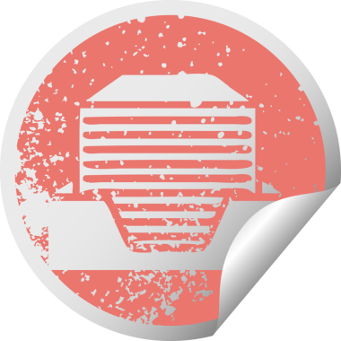 Bir insan tarafından çizilmiş bir yığın ofis kâğıdının sıkıntılı, dairesel kabartma etiketi.