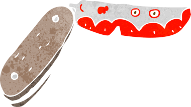 Bir insan tarafından çizilmiş kanlı çizgi film bıçağı.