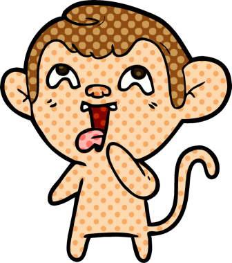 Bir insan tarafından çizilmiş çılgın çizgi film maymunu