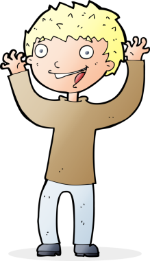 Bir insan tarafından çizilmiş heyecanlı bir çocuk.