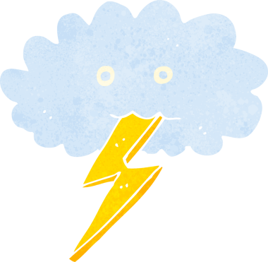 Bir insan tarafından çizilmiş karikatür yıldırımı ve bulut