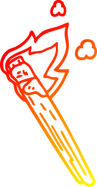 Bir insan tarafından çizilen yanan bir meşale çizgisinin sıcak çizgi çizimi