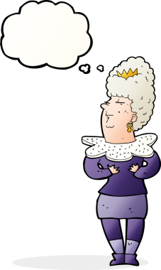 Bir insan tarafından çizilmiş düşünce balonu olan aristokrat bir kadın.