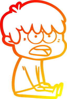 Bir insan tarafından çizilmiş endişeli bir çizgi film çocuğu çizimi.