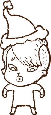 Bir insan tarafından çizilmiş Noel Astronotu Kömür Çizimi