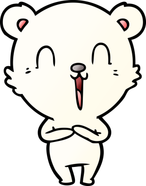 Bir insan tarafından çizilmiş mutlu kutup ayısı çizgi filmi.