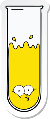 Bir çizgi filmin çıkartması, bir insan tarafından çizilmiş sürpriz test tüpü.
