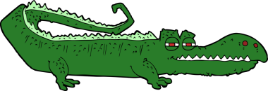 Bir insan tarafından çizilmiş timsah çizgi filmi.