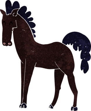 Bir insan tarafından çizilmiş çizgi film atı.