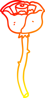 Bir insan tarafından çizilmiş karikatür çiçeğinin sıcak çizgi çizimi