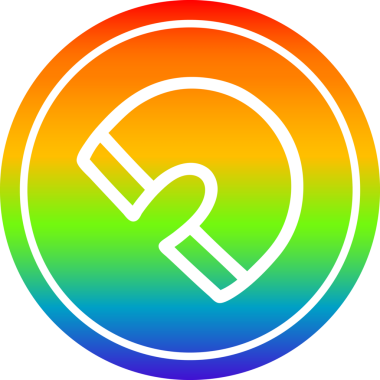 Gökkuşağı gradyan bir insan tarafından çizilmiş geleneksel mıknatıs dairesel simgesi