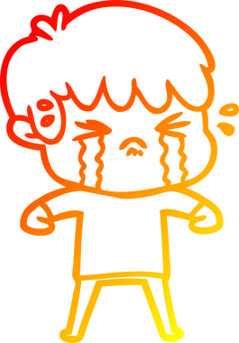 Bir insan tarafından çizilmiş, ağlayan bir çizgi film çocuğu çizimi.