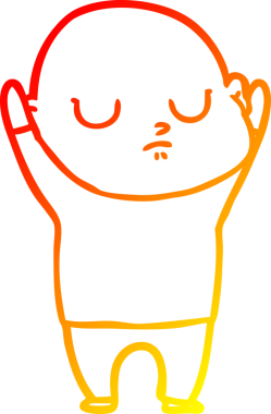 Bir insan tarafından çizilmiş kel bir adamın sıcak çizgi çizimi.