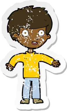 Bir insan tarafından çizilmiş mutlu bir adamın karikatür yapıştırması.