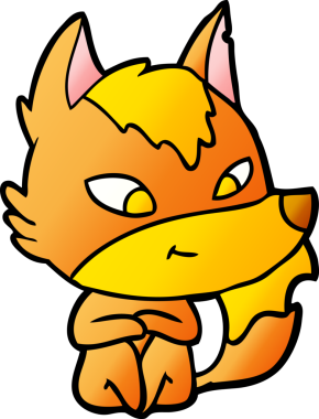 Bir insan tarafından çizilmiş tilki çizgi film karakteri