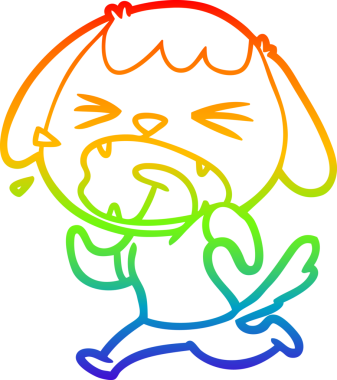 Gökkuşağı gradyan çizgisi bir insan tarafından çizilmiş şirin bir çizgi köpek havlaması.