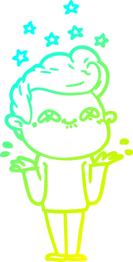 Heyecanlı bir adamın insan tarafından çizilmiş soğuk gradyan çizgisi