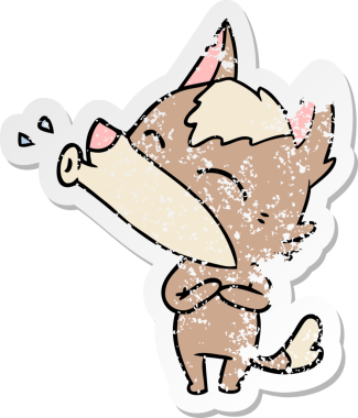 Bir insan tarafından çizilmiş uluyan kurt çizgi filminin sıkıntılı çıkartması.