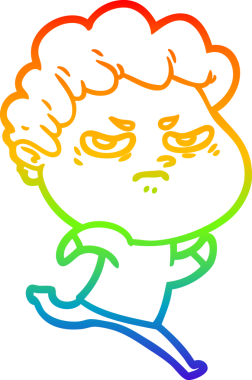 Bir insan tarafından çizilmiş kızgın bir adamın çizdiği gökkuşağı gradyanı çizimi