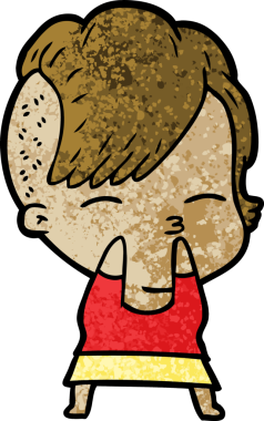 Bir insan tarafından çizilmiş şaşı çizgi film kızı.